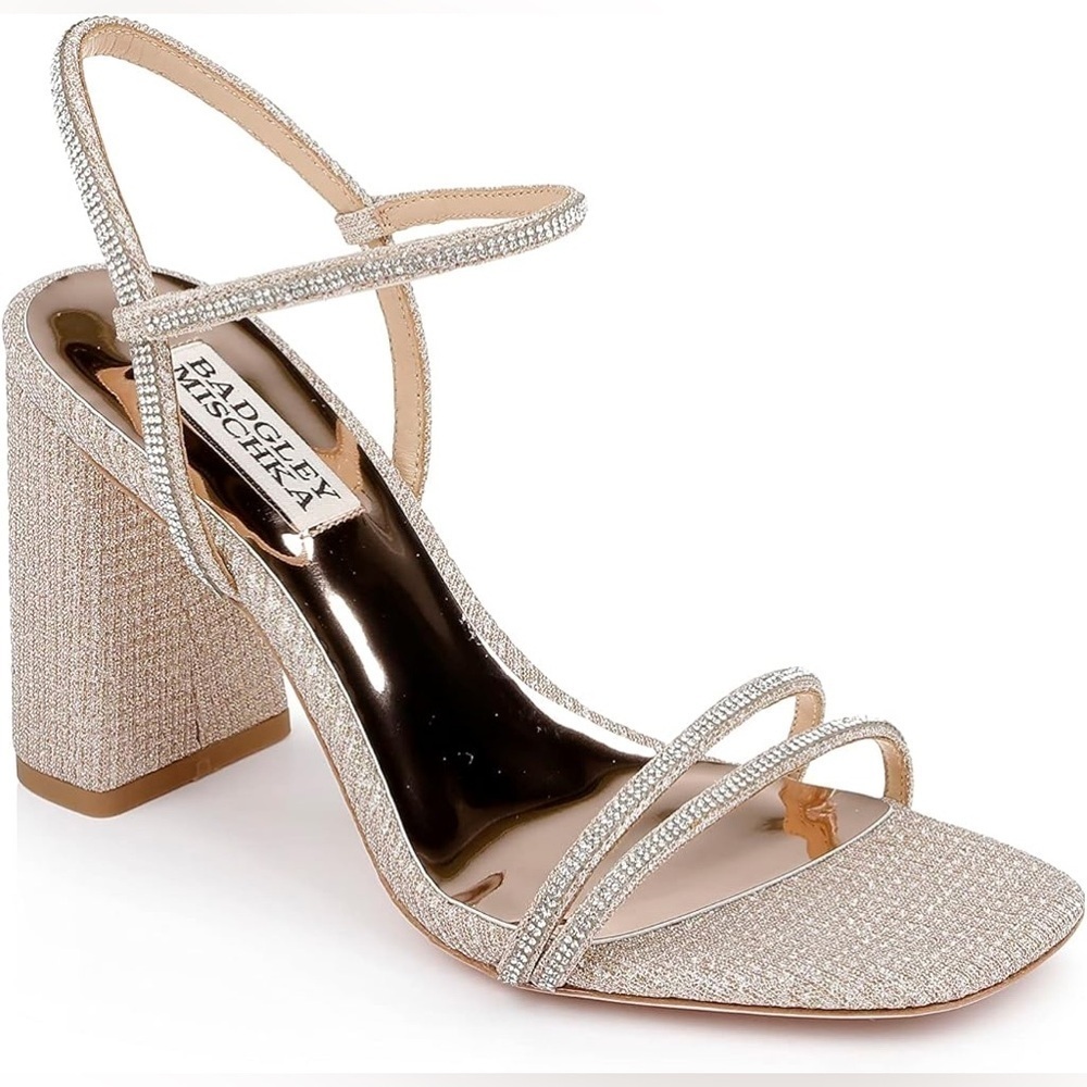 NIB Badgley Mischka Women’s Firey Heeled Sandals in Gold in size 7